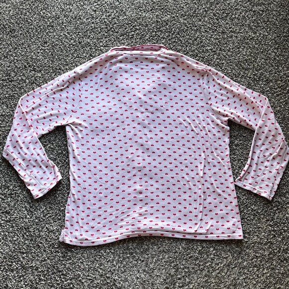 Laura Ashley Long Sleeve Pajama Top Womens Large Hearts Collared Feminine Top - Picture 4 of 6